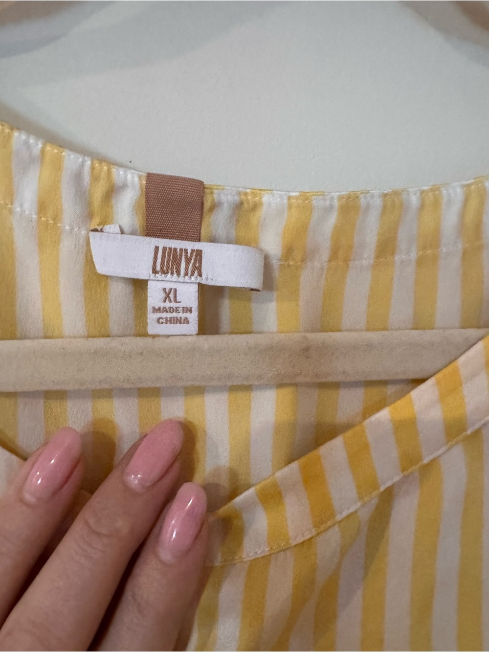 Lunya Silk Yellow Striped Pajama Set - Top & Shorts - Picture 4 of 8